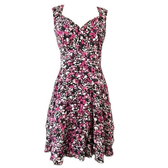 White House Black Market Dresses & Skirts - White House Black Market Black Floral Tiered Ruffle Dress